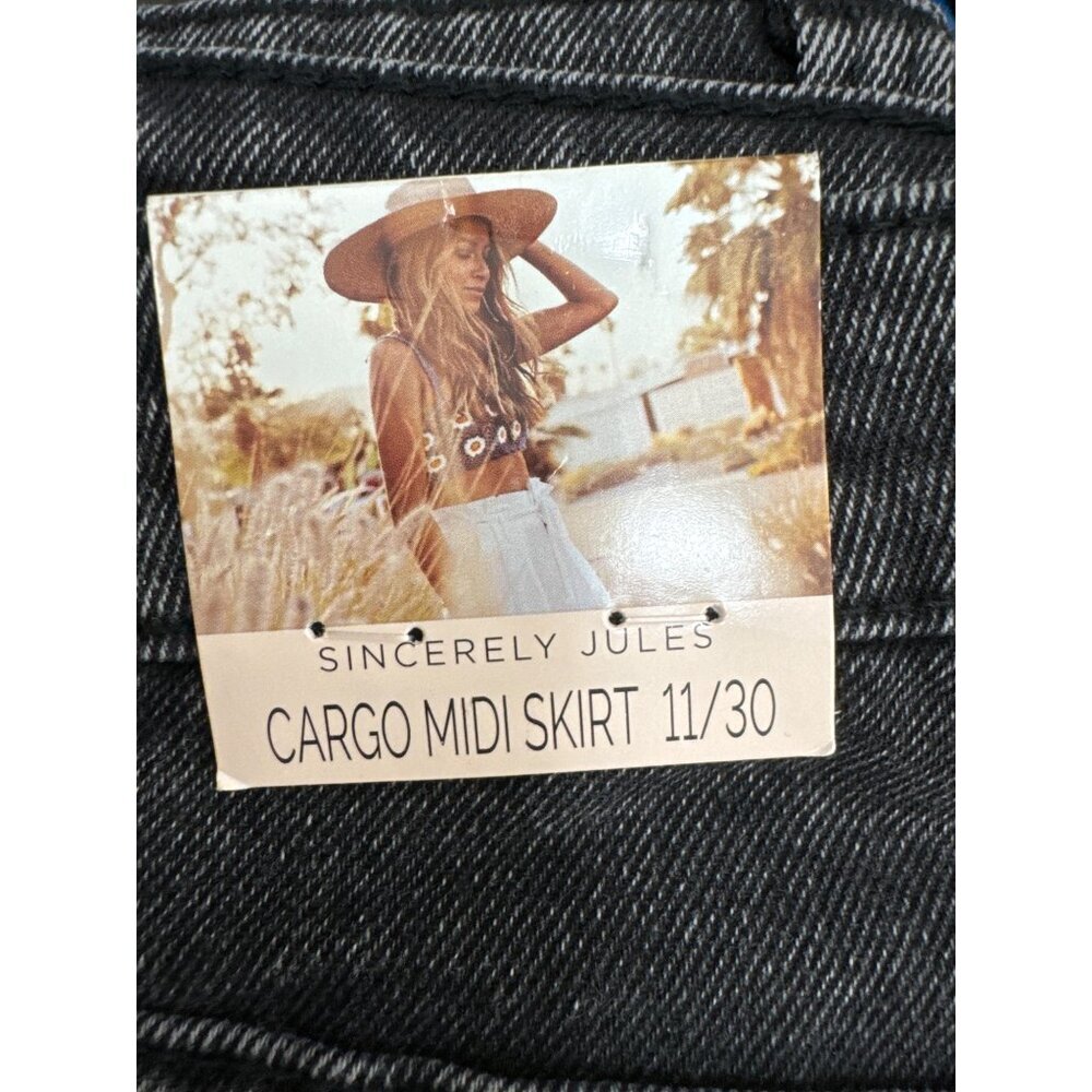 Sincerely Jules Vintage inspired Denim cargo midi skirt grunge sz 30 - Picture 2 of 8